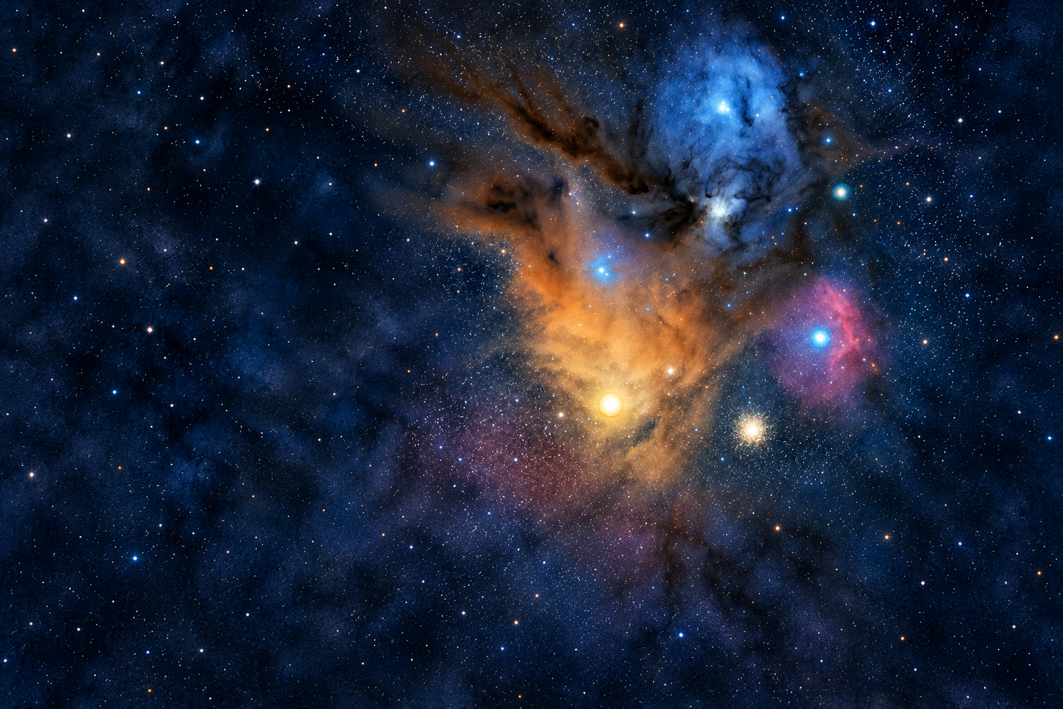 Watercolour interpretation of Antares and the Rho Ophiuchi cloud complex
